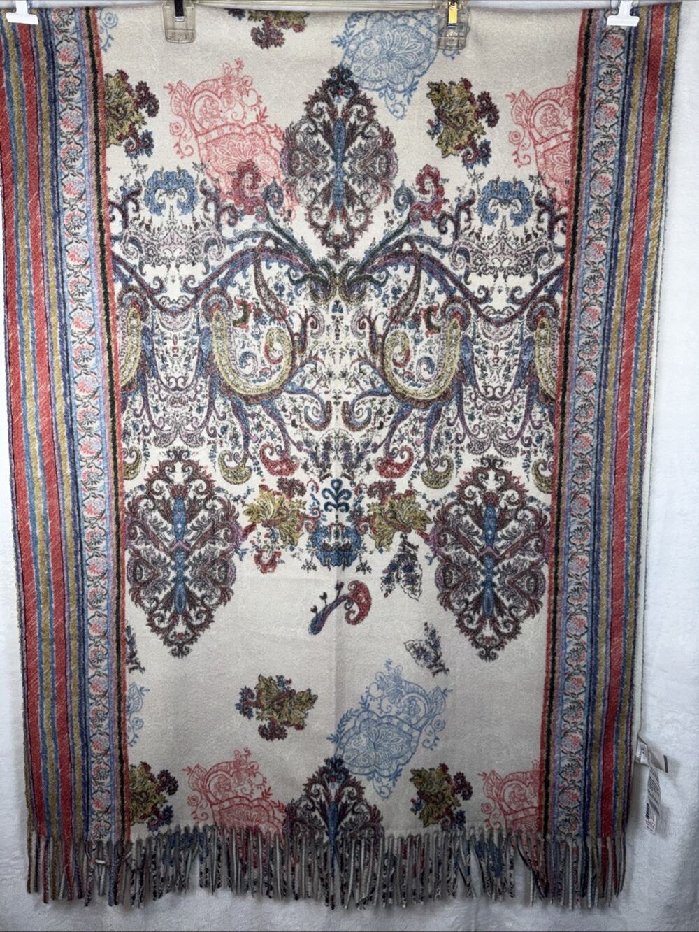 NWT Chico's Convertible Oblong Scarf 70" x 26" Ivory Multi-color Paisley $49